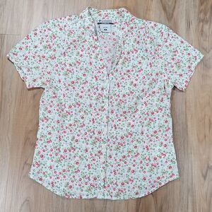 🔹️Columbia White Gauze Heaven Crinkle Button Front Short Sleeve Top Medium
